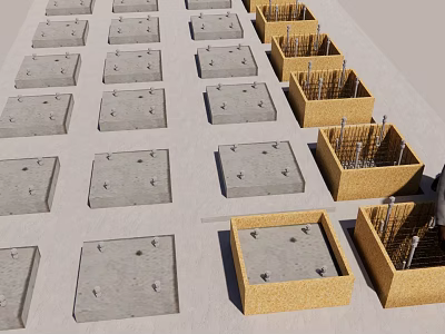 Workers tie steel bar operation 3d model