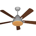 Modern Ceiling Fan With Wooden Blades Metal Base And Integrated Light