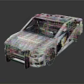 Pixel Art Car With Blocky Design Colorful Roof White Body And Black Wheels