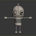 Metallic Robot Character Design With Round Eyes Extended Arms And Legs Structure