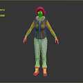 Game and Movie Character Wearing Orange Long Sleeve Shirt Yellow Vest Blue Jeans Brown Boots