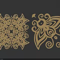 Intricate Carved Decorative Patterns With Floral And Butterfly Motifs On Gray Background