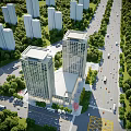 Aerial Planning of Modern Urban Area With High Rise Buildings Roads and Greenery