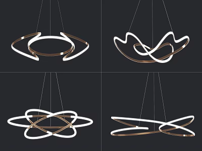 Modern Contemporary Chandeliers With Unique Circular Curved Metal Frame And LED Lighting Designs 3d model