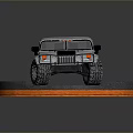 Silver Off Road Vehicle Model On Cobblestone Base With Orange Edge Lighting