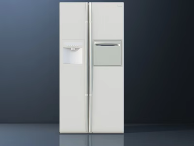 White Double Door Refrigerator With Ice Maker And Water Dispenser Modern Design 3d model