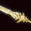 Ornate Golden Decorated Weapon With Intricate Carvings And Shiny Blade