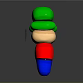 Cute Cartoon Doll With Green Hat Big Eyes Red Shirt And Blue Pants