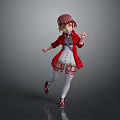 Game And Movie Character 3D With Reddish Brown Hair Red Coat White Outfit Leg Straps