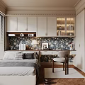 Cozy Modern Tatami Bedroom Interior Design With Bed Desk Chair And Floral Wall