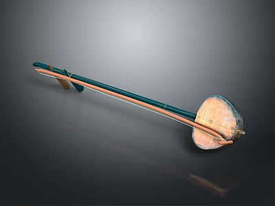 Traditional Wooden Stringed Musical Instrument With Long Neck And Round Resonator 3d model