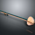 Traditional Wooden Stringed Musical Instrument With Long Neck And Round Resonator