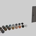 Dark Wooden Swing Door With Modern Design And Glass Panel Details