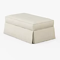 Beige Fabric Ottoman With Simple Layered Structure And Ruffled Base 3d model