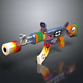 Colorful Graffiti Assault Rifle With Flame Patterns And Multicolored Decorative Design