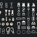 Comprehensive Collection of Assorted Metal Accessories in Various Shapes on Black Background