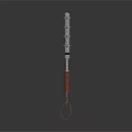 Traditional Multi Section Metal Weapon Featuring Red Handle And Hanging Rope Design 3d model