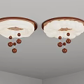 Modern Ceiling Lights With Brown Frame White Cloud Shade And Hanging Brown Balls 3d model