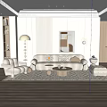 Modern Living Room Interior Design With Beige Sofa Coffee Table Area Rug And Decorative Art