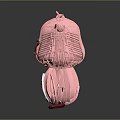 Pink Cartoon Bear Toy With White Belly Red Feet Paper Craft Adorable Animal Figure