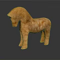 Orange Wooden Horse Sculpture With Simple Handcrafted Design And Smooth Surface