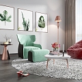 Nordic Small Fresh Sofa Decorative Painting Floor Lamp Single Sofa 3d model