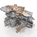 Modern Rocky Landscape With Wooden Platforms Staircases And Natural Rock Recesses