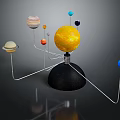 Decorative Ornament Set with Solar System Planets Model Colorful Spheres Metal Stands And Black Base