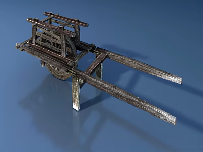 Vintage Wooden Wheelbarrow with Classic Design and Rustic Structure 3d model