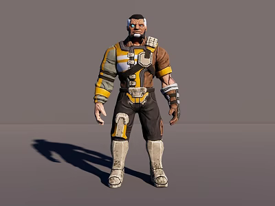 A Bearded Man Wearing Yellow And Brown Top Black Pants White Boots 3D Game Character 3d model