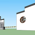 Traditional Gray Entrance Gate with Circular Emblem for Shuimu Tsinghua Garden