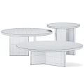 Three Modern Round Marble Coffee Tables With Sleek Base Design 3d model