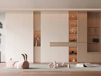 Modern Wooden Shoe Cabinet With White Doors And Open Storage Shelves In Minimalist Interior 3d model