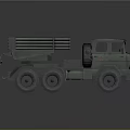 Green Military Truck With Multiple Rocket Launcher And Six Wheels Design