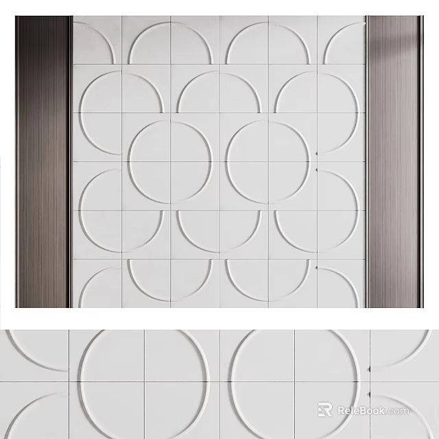 Modern Background Wall With White Tile And Circular Geometric Pattern Design 3d model