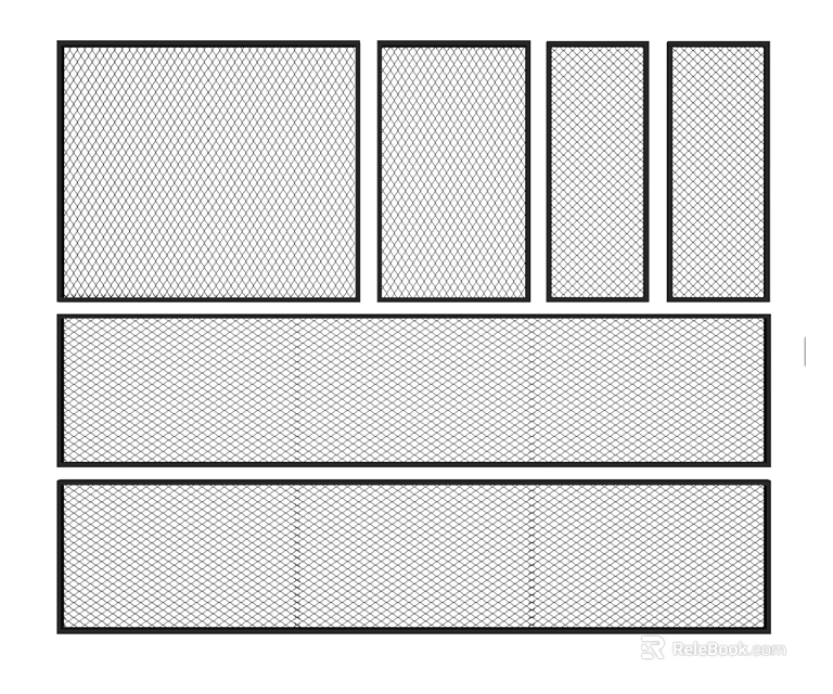 Architectural Components With Rectangular Panels In Different Sizes And Layout 3d model 