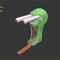 Green Abstract Cartoon Creature With White Tube Eyes Open Mouth And Long Red Tongue