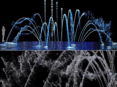 Elegant Water Fountain Architecture With Multiple Jets And Splashing Water Features 3d model