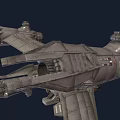 Futuristic Sci Fi Spacecraft With Detailed Exterior Metallic Structure Multiple Engines And Wings