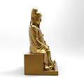 Golden Traditional Seated Figure Sculpture With Intricate Carving And Base