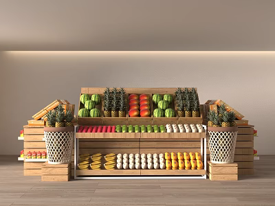 Modern supermarket shelf fruit basket fruit shelf fruit shelf fruit combination 3d model