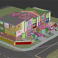 Modern Two Story Residential Building With White Brown Exterior Lawn And Parked Cars