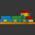 Electric Toy Train With Colorful Building Blocks On Orange Track For Kids Play