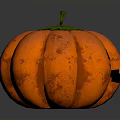 Orange Pumpkin Decorative Household Item with Green Stem and Textured Surface for Home Decoration