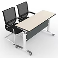 Modern Office Conference Table With Light Wood Top Black Mesh Chairs And Metal Frame