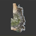 Detailed 3D Coastal Terrain Model With Rocky Cliffs Vegetation And Sand