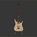 Wooden Electric Guitar Displayed On Stand With Natural Wood Neck And Body