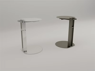 Modern Side Tables With Round Tops And Metal Frames In Silver And Black Finishes 3d model