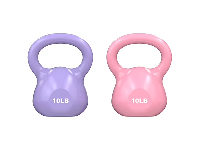Colorful Pink And Purple 10LB Kettlebells As Essential Fitness Equipment For Home Workouts 3d model