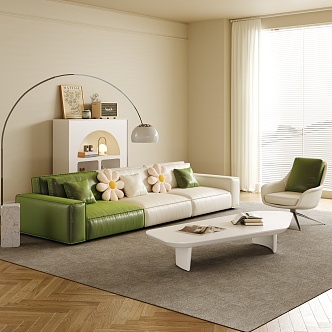 Modern Sofa Coffee Table Combination Cream Sofa Coffee Table Combination 3d model